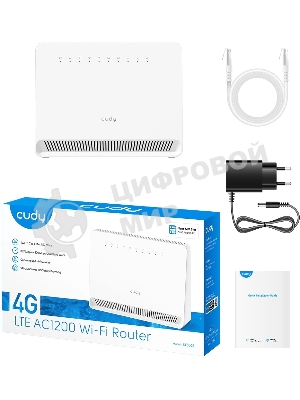 Маршрутизатор CUDY AC1200 Wi-Fi 4G LTE Cat.4 Router, AC1200 Wi-Fi, build-in 4G LTE modem, 4 10/100M RJ45 Ports, Nano SIM Slot, 300Mbps at 2.4GHz + 867Mbps at 5GHz, Internal antennas, PPTP/L2TP/OpenVPN/WireGuard VPN, DNS over Cloudflare/Google/Quad9, DDNS, SMS, Band locking, TR069/TR098/TR111/TR181, Cudy Mesh Support, LTE-FDD: B1/3/5/7/8/20/28; LTE-TDD: B38/40/41;WCDMA: B1/5/8/8
