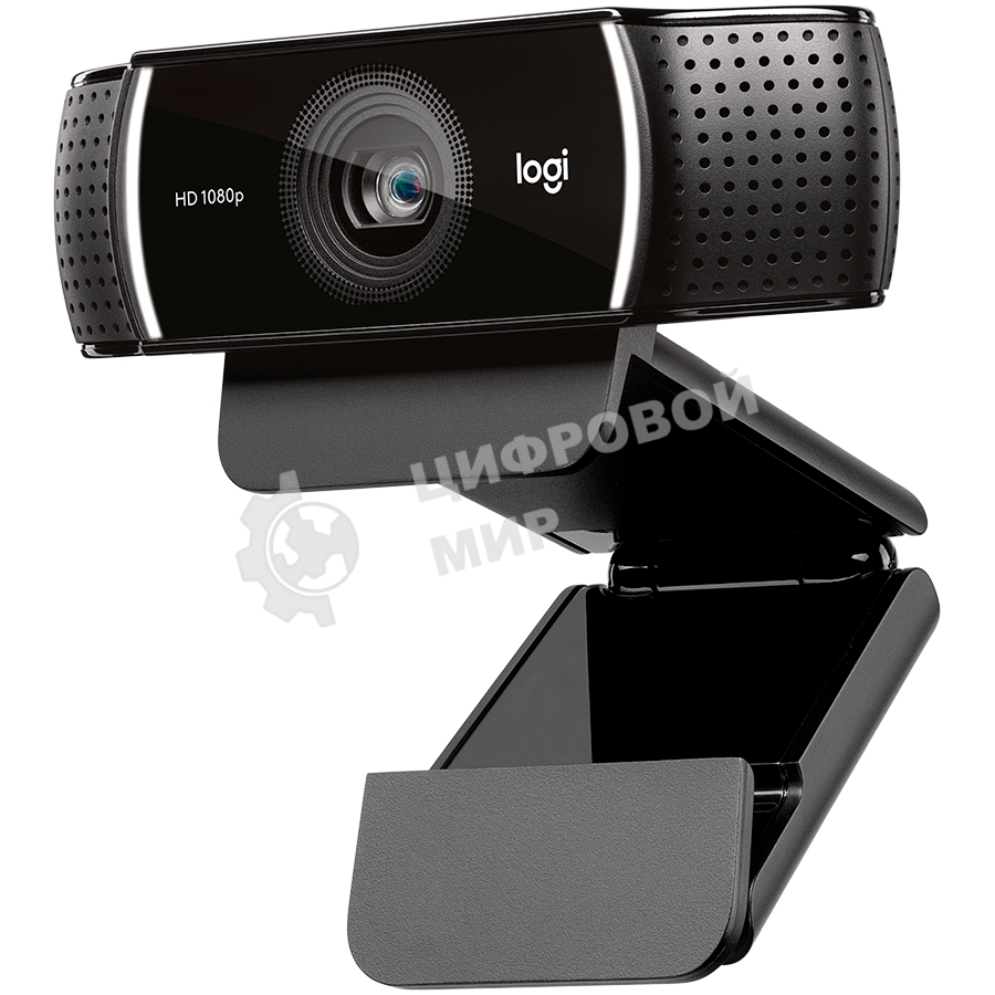 Веб-камера Logitech C922 Pro Stream 1920x1080, 30 кадр/с, USB Type-A, микрофон (2 шт, шумоподавление), автоматическая фокусировка, автоосвещение, универсальное крепление