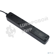 Сетевой фильтр Гарнизон 2.0 EPS-5-B-2, 5 р, 10А, 2 м, ур.защиты 2+, черный, пакет