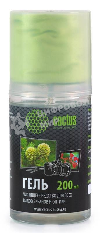 Чистящий набор Cactus CS-S3004 гель 200 мл + салфетка из микрофибры для экранов 200x230 мм