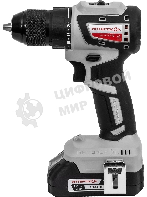 Дрель-шуруповерт ИНТЕРСКОЛ ДА-13/18В 50 КОМБИ, 18 В, 2 Ач, 50 Нм, бесщеточный