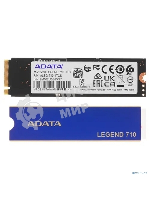 Накопитель SSD ADATA LEGEND 710, 1Tb, PCIe 3.0 x4, M.2 2280, NVMe, R/W 2400/1800, с радиатором
