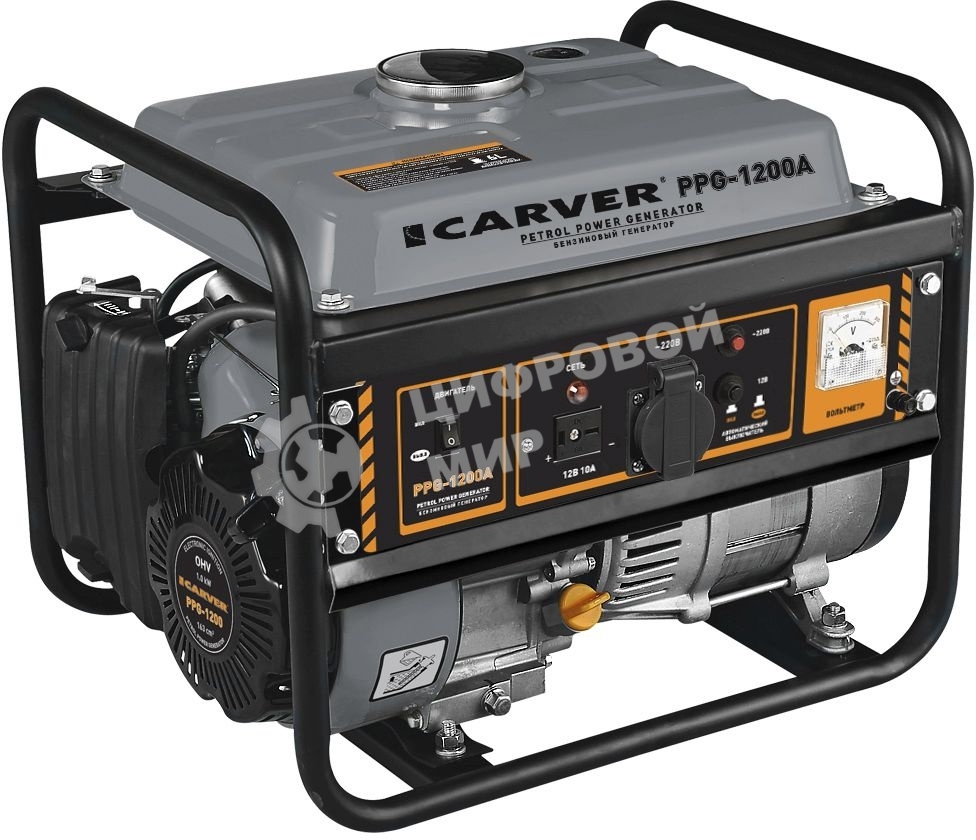 Электрогенератор бензиновый Carver PPG-1200, 1.05 кВт, 65 дБ, 24 кг