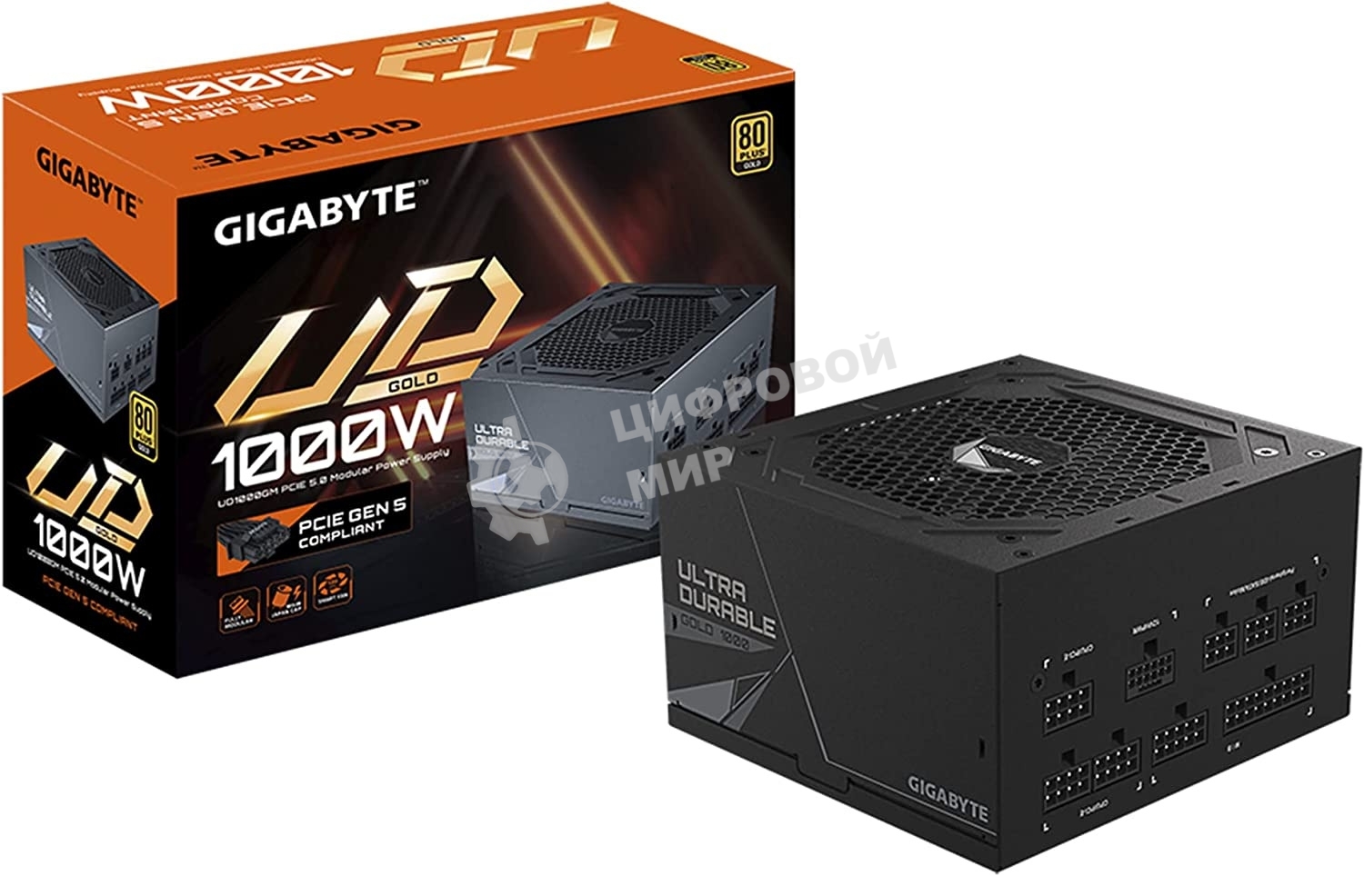 Блок питания Gigabyte GP-UD1000GM PG5 RTL, 1000Вт, 80 PLUS Gold, 120мм, модульный, черный