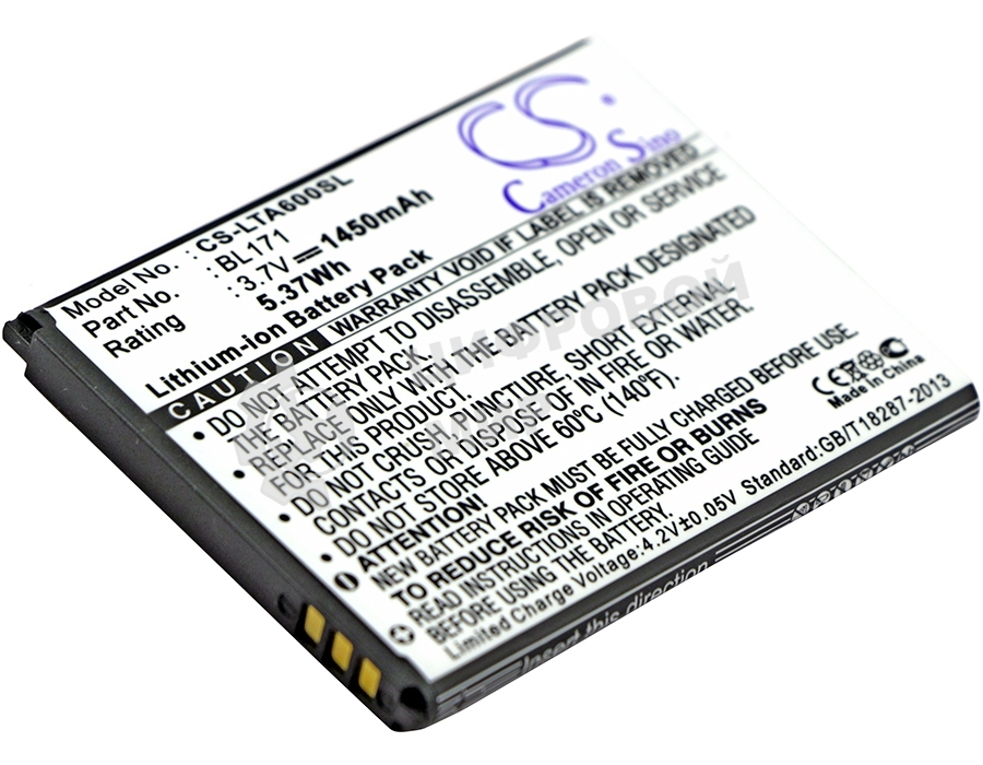 Аккумулятор CameronSino CS-LTA600SL BL171 для Lenovo A3903.7V, 1450mAh, 5.37Wh