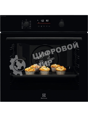 Электрический духовой шкаф Electrolux с конвекцией, приготовление на пару,объем 72 л, утапливаемые переключатели, 10 режимов, автопрограммы, очистка пиролитическая, 3 стекла в дверце, направляющие проволочные + телескопические (1 уровень), термощуп