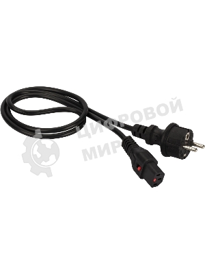 Шнур питания Lanmaster с блокировкой C13-Schuko прямая, 3х0.75, 220В, 10А, черный, 2 м