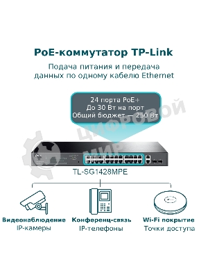 Коммутатор TP-Link TL-SG1428PE Easy Smart 28 портовый гигабитный коммутатор с 24 портами PoE+ SMB