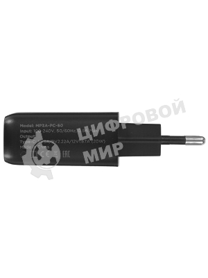 Зарядное устройство Cablexpert MP3A-PC-60 20Вт GaN, 3А, QC4.0/PD, 1xType-C, черный, пакет