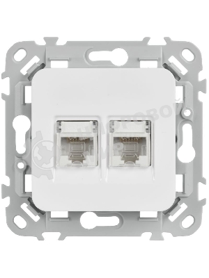 Розетка 2-местная компьютерная RJ45 категория 6 UTP РК6-2-0-ФлБ белый FLITE
