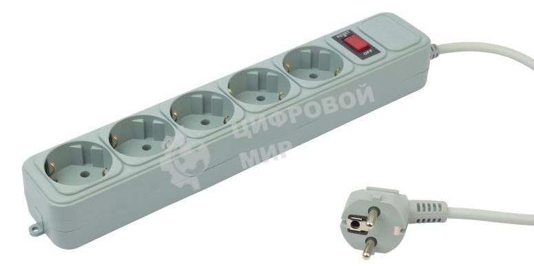 Сетевой фильтр PC Pet AP01006-5-GR 5 м, 5 розеток, серый