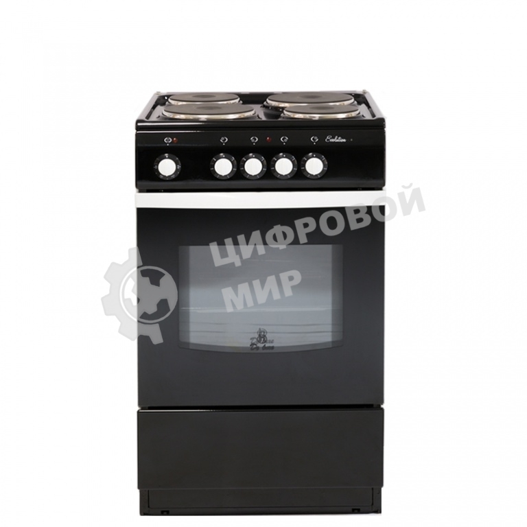 Плита электрическая De Luxe 5004.12э черный, конфорок 4 шт, духовка 46 л, 50 см x 85 см x 50 см