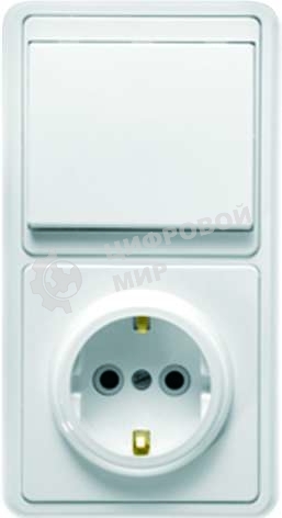 Блок Кунцево-Электро БКВР-031 Бэлла (1-кл. выкл. + розетка с заземл.) белый