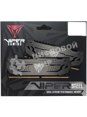 Оперативная память Patriot Viper Steel, DDR4, 16GB (2x8 GB), 3733 MHz, CL17, DIMM, радиатор, черный