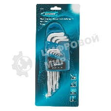 Набор ключей имбусовых Gross 16403 HEX, 1,5–10 мм, S2, 9 шт., удлиненные с шаром, сатинированные