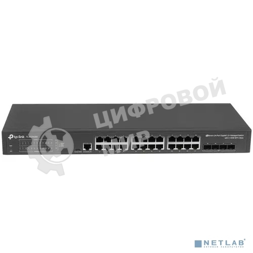 Коммутатор TP-Link JetStream 24-port Pure-Gigabit L2+ Managed Switch, 24 10/100/1000Mbps RJ45, 4*10G SFP+ Slots