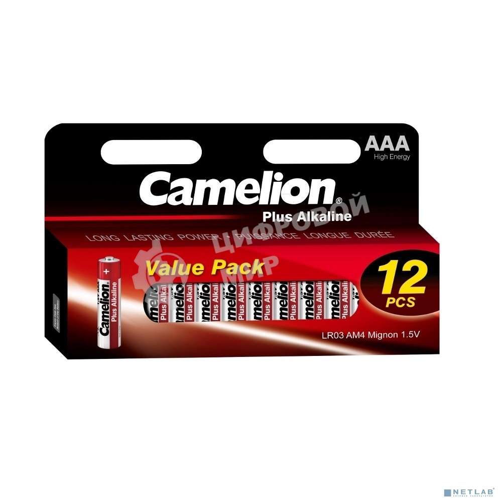 Батарейки Camelion Plus Alkaline BL12 LR03 (LR03-HP12, 1.5В) (12шт. в уп-ке)