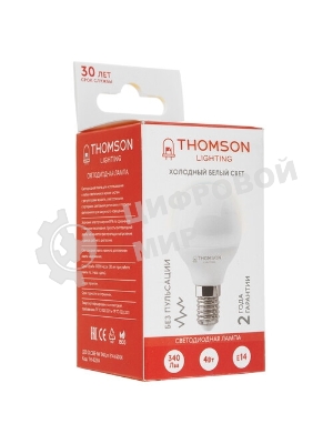 Лампа филам. Thomson Filament TH-B2334 7Вт цок.:E14 свеча 220B св.свеч.бел.хол. Candle (упак.:1шт)