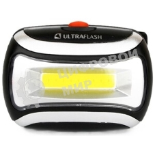 Фонарь налобный LED 5380 (3Вт COB LED 3 режима черн. пласт. пакет) Ultraflash 12870