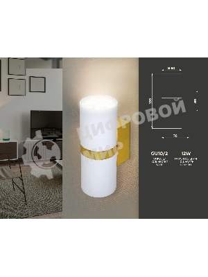 Настенный светильник FW242/2 WH/GD белый/золото GU10*2 max 12W 155*60*76