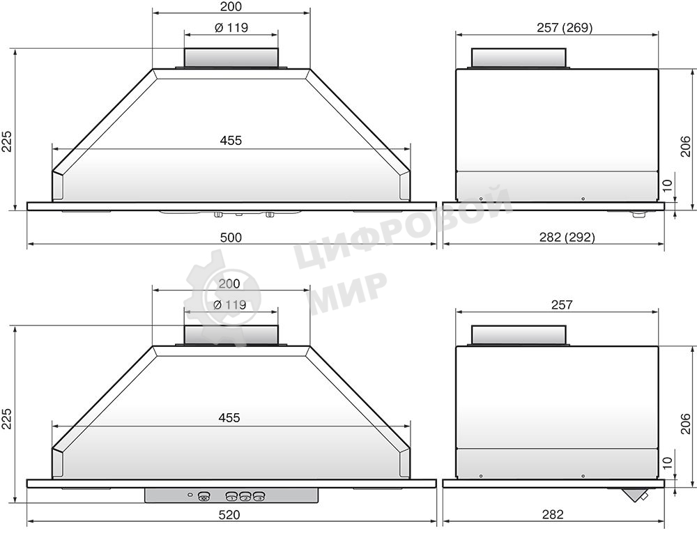 Вытяжка встраиваемая Elikor 52Н-1000-Э4Д серебристый, 52 см, 1000 куб. м/ч, 62 дБ