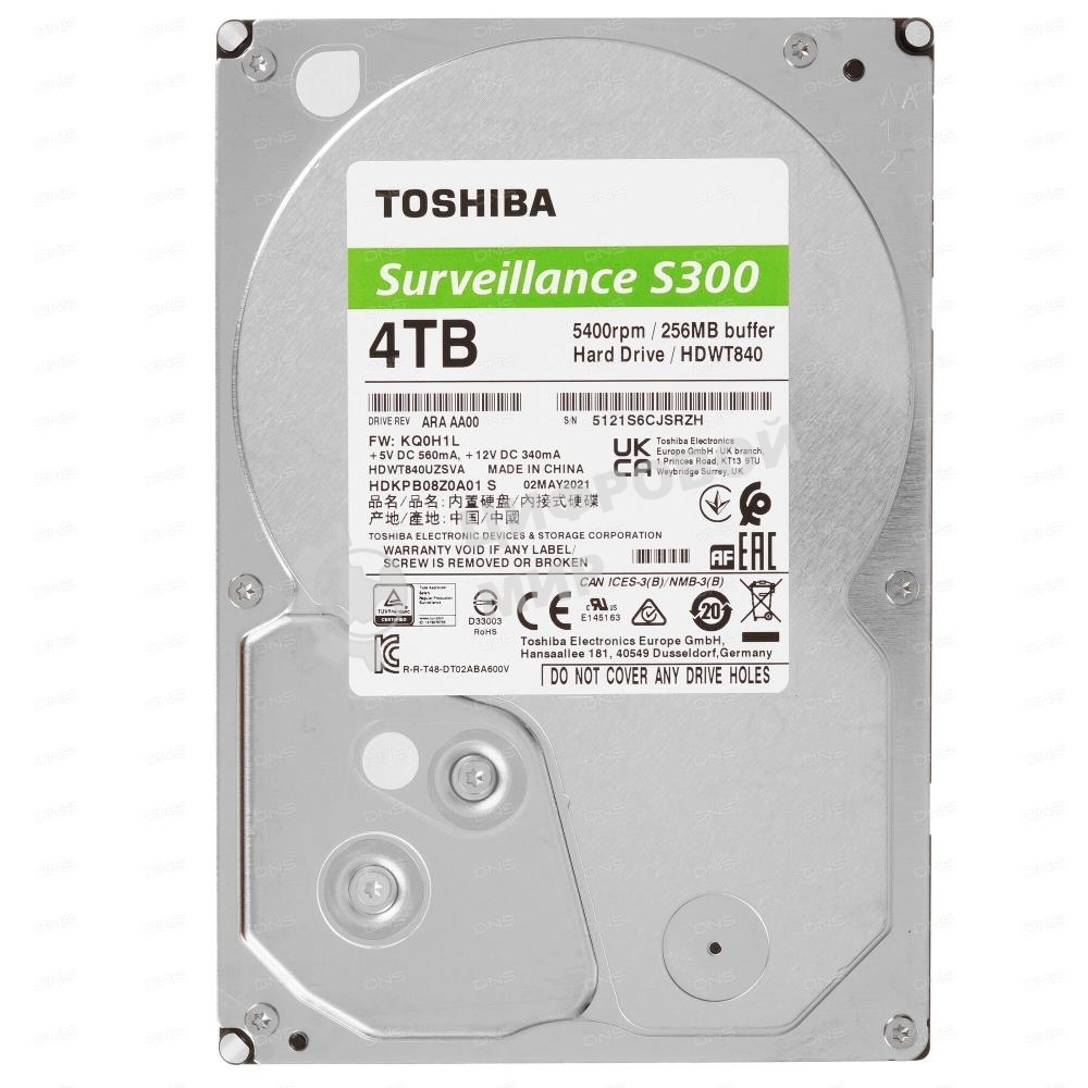 Жесткий диск Toshiba HDD SATA3 4Tb Surveillance S300 (SMR) 5400 256Mb (analog HDWT740UZSVA)
