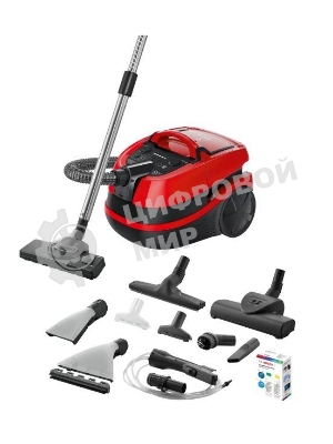 Пылесос Bosch BWD421PET красный, 2100 Вт, уборка влажная/сухая, пылесборник контейнер 5 л
