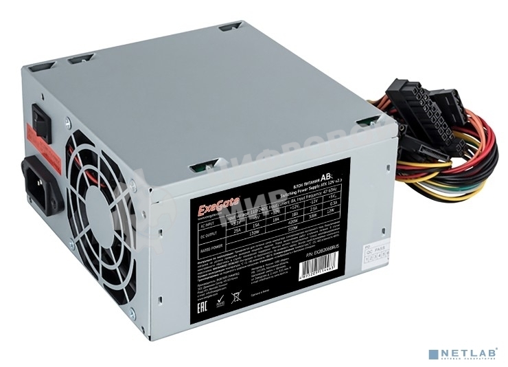 Блок питания ExeGate AB600 (EX292142RUS), 600Вт, 80мм, серый