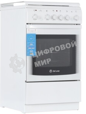 Плита комбинированная De Luxe 506022.05ГЭ (КР) ЧР 030 белый, конфорок 2 газовых и 2 электрических, духовка 54 л, 50 см x 85 см x 60 см