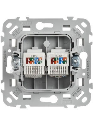 Розетка 2-местная компьютерная RJ45 категория 6 UTP РК6-2-0-ФлБ белый FLITE