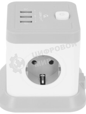 Сетевой фильтр Cablexpert Tower, TWR-4-U3-W-3, 4 р, 10А, 3xUSB, 3.1А, 3 м, ур.защиты 2+, белый, коробка