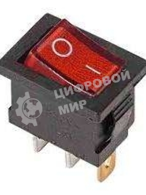 Выключатель клавишный Rexant 250V 6А (3с) ON-OFF красный с подсветкой Mini