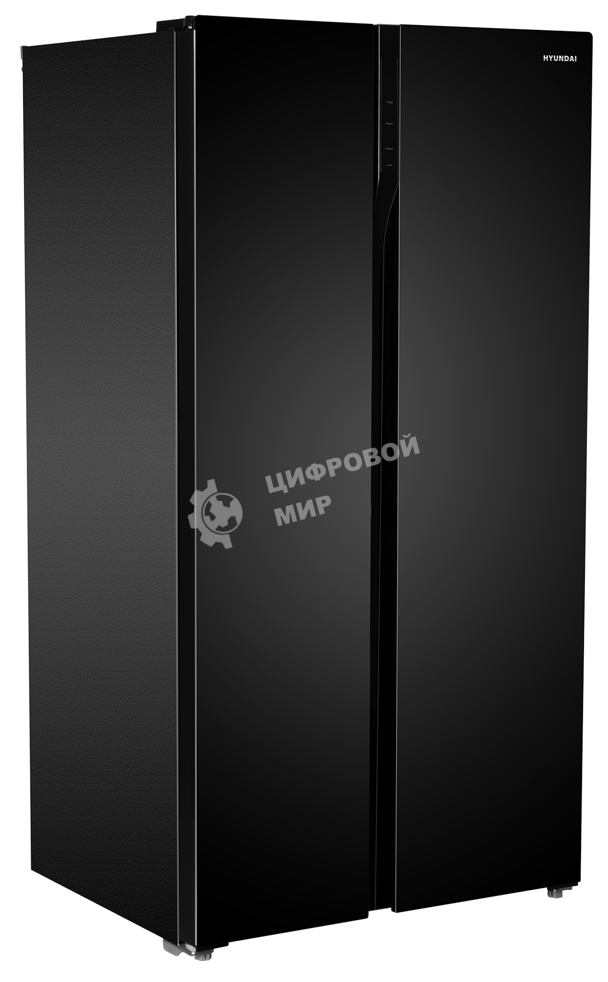 Холодильник Hyundai CS6503FV черное стекло двухкамерный инвертер 407/205л морозилка сбоку
