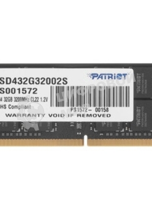Оперативная память Patriot Signature, DDR4, 32GB (1x32 GB), 3200 MHz, CL22, SO-DIMM