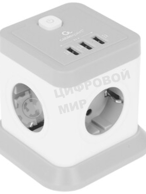 Сетевой фильтр Cablexpert Tower, TWR-4-U3-W-3, 4 р, 10А, 3xUSB, 3.1А, 3 м, ур.защиты 2+, белый, коробка