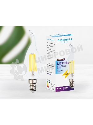 Лампа светодиодная Ambrella light 202215 Filament LED C37L-F 6W E14 4200K (60W)