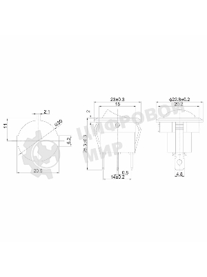 Выключатель клавишный Rexant круглый 12V 16А (3с) ON-OFF черный с красной подсветкой