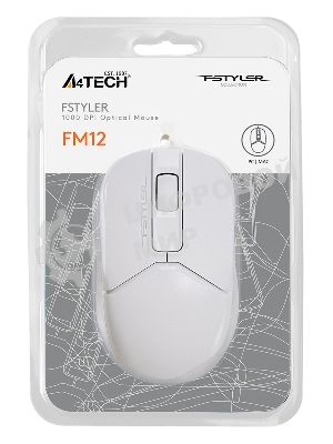Мышь проводная A4Tech Fstyler FM12 белый, 1200 dpi, USB, кнопки - 3