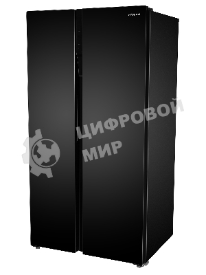 Холодильник Hyundai CS6503FV черное стекло двухкамерный 407/205л морозилка сбоку, No Frost, Side by Side