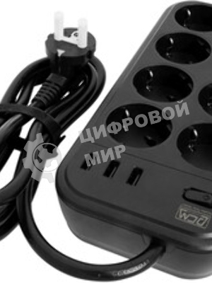 Сетевой фильтр Powercom SP-01 USB2A1CW 3,0М 3.0 м, 4 розетки, белый/серый, коробка