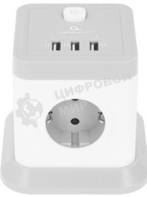 Сетевой фильтр Cablexpert Tower, TWR-4-U3-W-3, 4 р, 10А, 3xUSB, 3.1А, 3 м, ур.защиты 2+, белый, коробка
