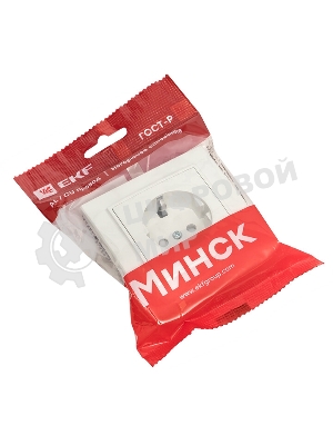 Розетка 1-местная СП с заземлением 16А белая с защ. штор. EKF Basic Минск