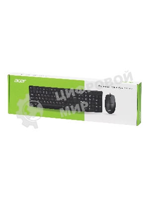 Комплект клавиатура+мышь Acer OMW141 проводной, USB, 1200 DPI, чёрный