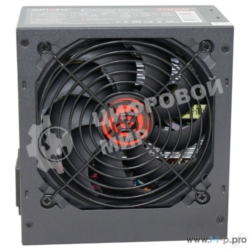 Блок питания Ginzzu CB700 12CM черный,24+4p,2 PCI-E(6+2), 6*SATA, 3*IDE,оплетка MB, кабель питания