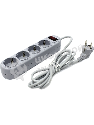 Сетевой фильтр Defender ES Lite, 1.8 м, 4 розетки, серый