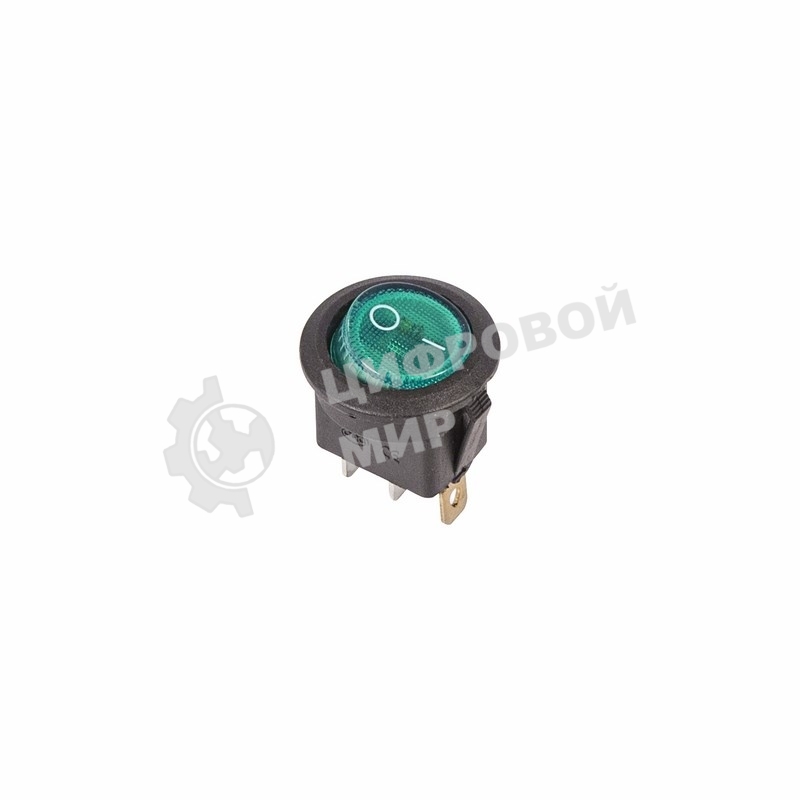 Выключатель клавишный Rexant круглый 250V 6А (3с) ON-OFF зеленый с подсветкой