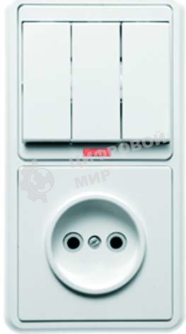 Блок Кунцево-Электро БКВР-212 Бэлла (3-кл. выкл. с инд. + розетка) белый