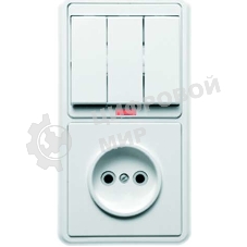 Блок Кунцево-Электро БКВР-212 Бэлла (3-кл. выкл. с инд. + розетка) белый