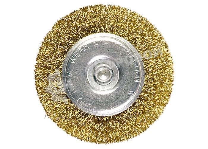Кордщетка Matrix для дрели 75 мм плоская со шпилькой латунированная витая проволока