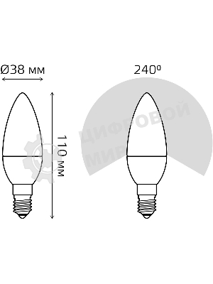 Лампа светодиодная Свеча Gauss 7W 590lm 6500К E14 диммируемая LED